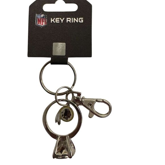 NFL Washington Redskin Metal Spinning Logo Faux Diamond Ring Keychain - Picture 1 of 6